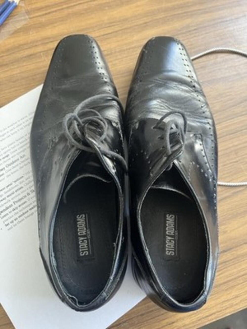 Stacy Adams Mens Size 9.5 M Black Leather Wingtip Dress Shoes NICE.